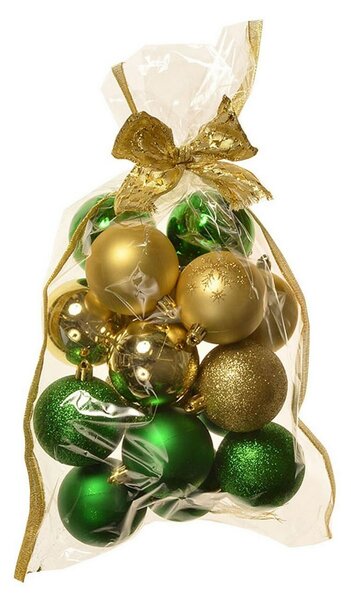 Zestaw ozdób bożonarodzeniowych Becca, 16 szt., śr. 6 cm, złoty i zielony