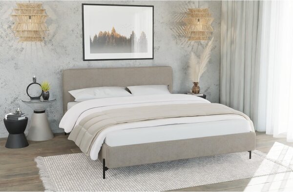 Jasnobrązowe tapicerowane łóżko ze stelażem 90x200 cm Barker – Ropez