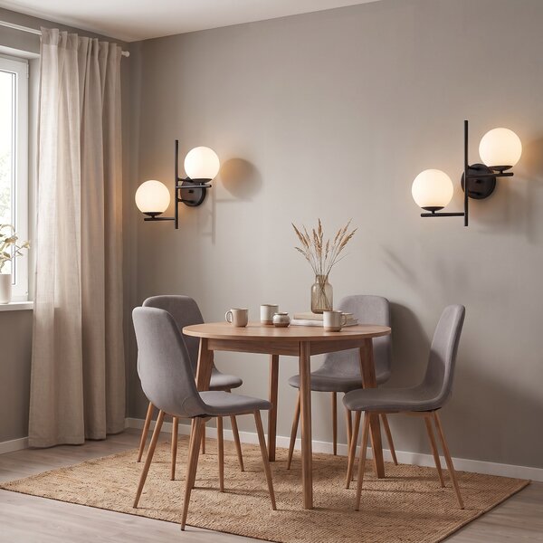 LAMPA ŚCIENNA KINKIET NOWOCZESNY CZARNY LEDO W2