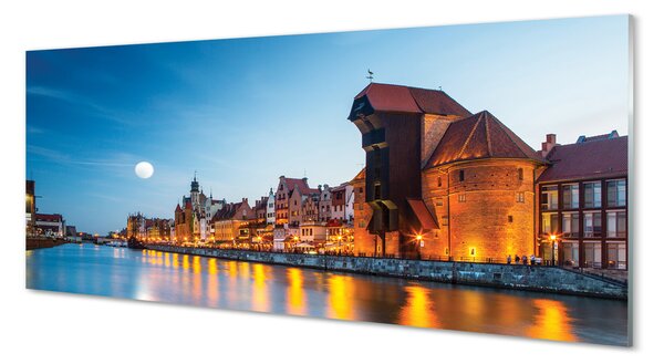 Obraz na szkle Gdańsk Rzeka noc stare miasto