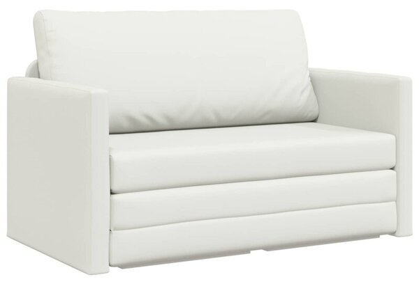 Sofa bed biaÅy 124 x 71 x 78 cm sztuczna skÃ³ra