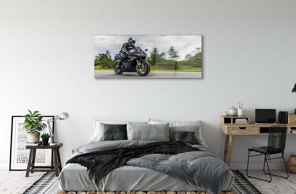 Obraz na szkle Motocykl niebo chmury droga