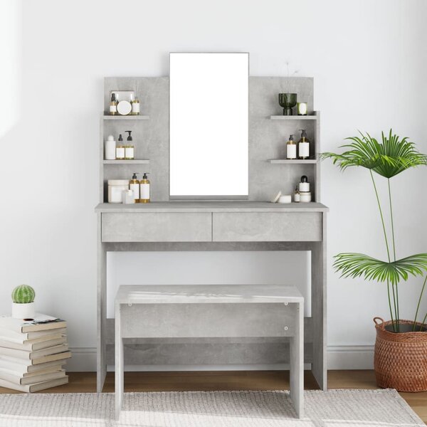 Toaletka z lustrem, betonowa szarość, 96x40x142 cm