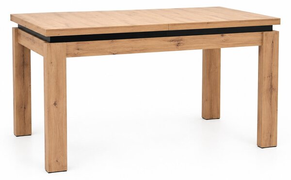Stół rozkładany INSPIRO C-6, wymiary: 120–160 × 80 cm, blat z drewna dębowego w wykończeniu Artisan, nogi czarne