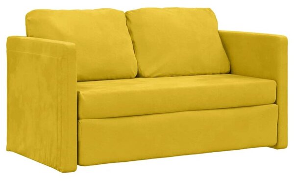 Sofa podÅogowa 2-w-1, ciemnoÅ¼Ã³Åta, 122x204x55 cm, aksamit