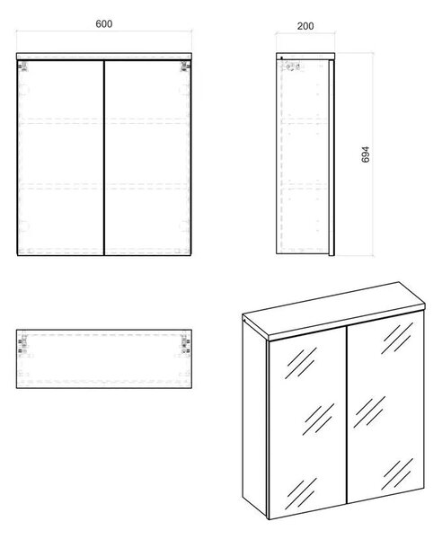 Szafka łazienkowa z lustrem W7-B63