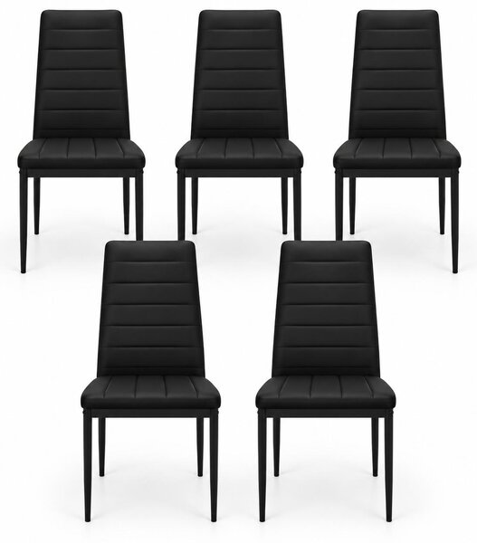 INSPIRO CH-3 zestaw 5 czarnych krzeseł do jadalni, , metalowe nogi
