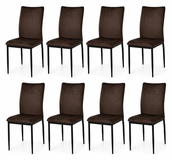INSPIRO IK-10 - Zestaw 8 krzeseł do jadalni, kolor brązowy, obicie z weluru, numer modelu 10