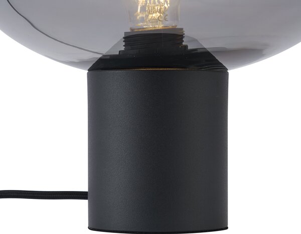 Designerska lampa stołowa czarna z przydymionym szkłem - Umbrella