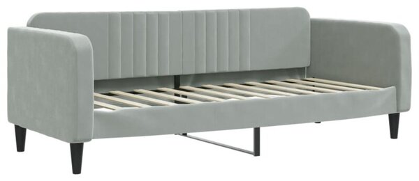Sofa z funkcją spania, jasnoszara, 80x200 cm, obita aksamitem