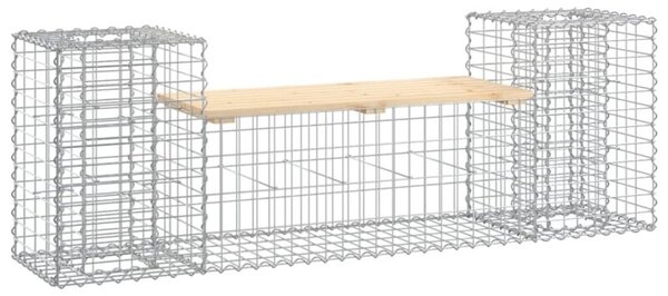 Ławka ogrodowa z gabionem, 183x41x60,5 cm, lite drewno sosnowe