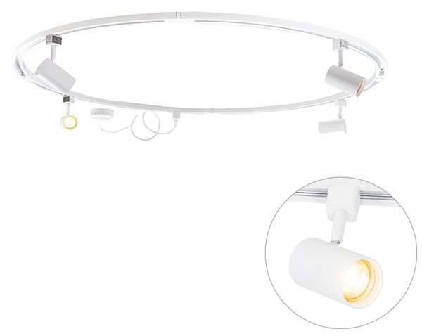 Nowoczesny system oświetlenia szynowego z 4 reflektorami białymi, 1-fazowy, okrągły - Iconic Jeana