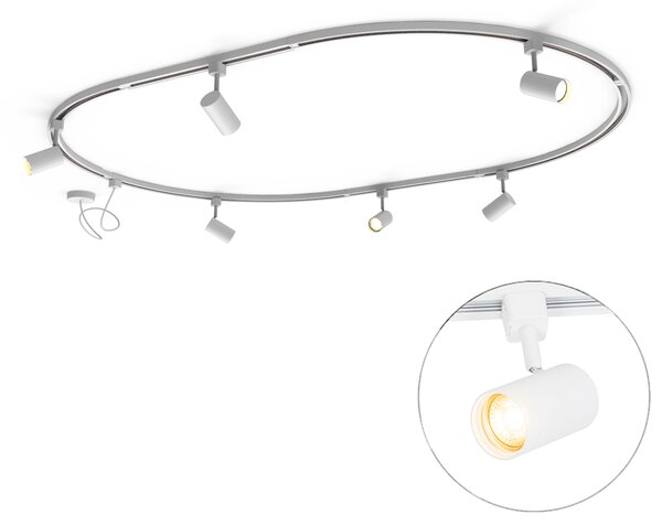 Nowoczesny system oświetlenia szynowego z 6 reflektorami białymi, 1-fazowy, owalny, 100 cm - Iconic Jeana