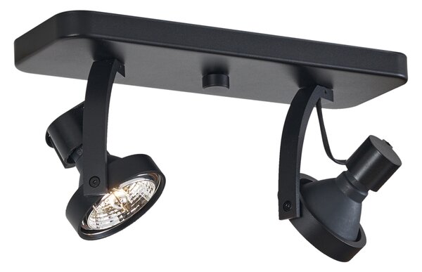 Designerski reflektor sufitowy czarny GU10 70mm 2-źródła światła regulowany - Vo