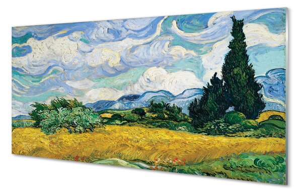 Obraz na szkle Pole pszenicy z cyprysami - Vincent van Gogh