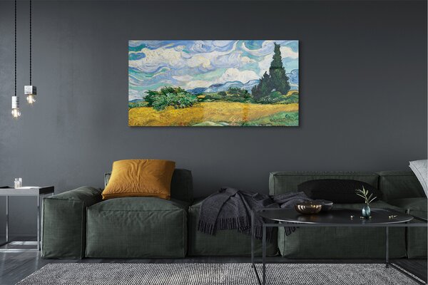 Obraz na szkle Pole pszenicy z cyprysami - Vincent van Gogh