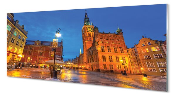 Panel Kuchenny Szklany Gdańska Starówka w Nocnej Odsłonie