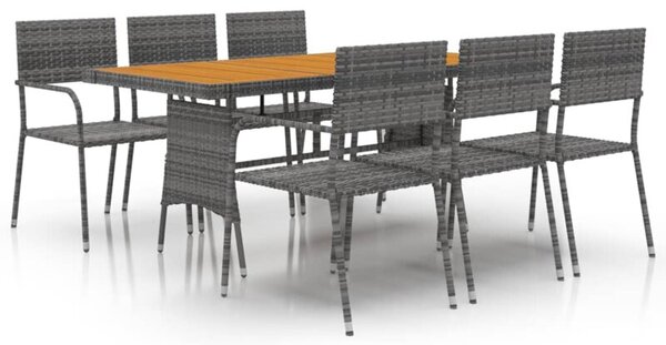 Zestaw Mebli Ogrodowych Komplet Jadalniany 7-Częściowy Szary Rattan Na Taras Balkon Ogród