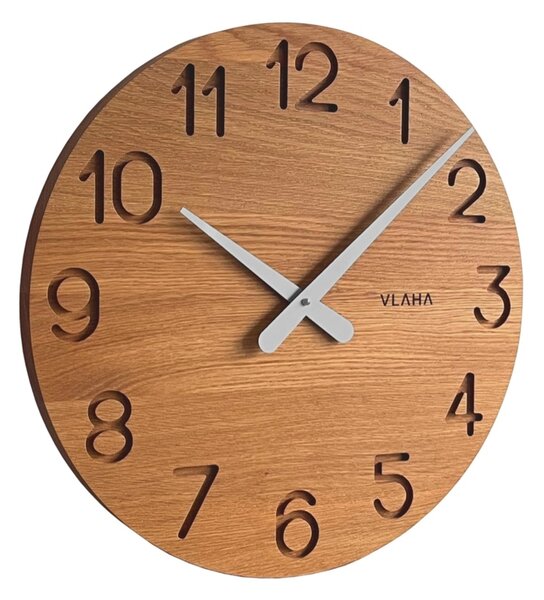 Vlaha VCT1131 zegar dębowy, śr. 45 cm, srebrny