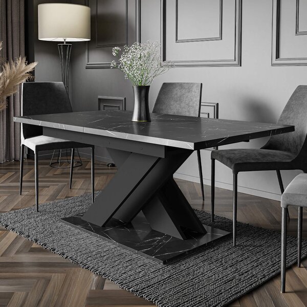 MebleMWM Stół rozkładany BRONX | 140-180x80 | Czarny marmur