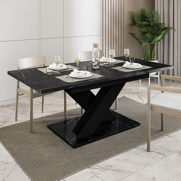 MebleMWM Stół rozkładany BRONX | 140-180x80 | Czarny marmur