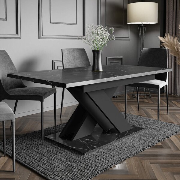 MebleMWM Stół rozkładany BRONX | 140-180x80 | Czarny marmur