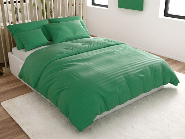 Hotelowa pościel z mikrofibry JASMINE ciemnozielona - pasek 2 cm Rozmiar pościeli: 2 szt 70 x 90 cm | 200 x 220 cm