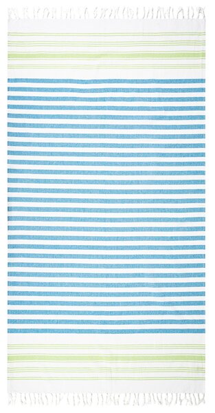 HOME ELEMENTS Ręcznik kąpielowy Fouta biały/zielony/niebieski, 90 x 170 cm