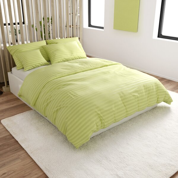 Hotelowa pościel z mikrofibry JASMINE pistacjowa - pasek 2 cm Rozmiar pościeli: 70 x 90 cm | 140 x 200 cm