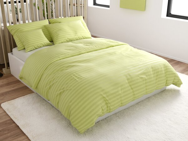 Hotelowa pościel z mikrofibry JASMINE pistacjowa - pasek 2 cm Rozmiar pościeli: 70 x 90 cm | 140 x 200 cm