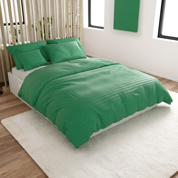Hotelowa pościel z mikrofibry JASMINE ciemnozielona - pasek 2 cm Rozmiar pościeli: 2 szt 70 x 90 cm | 200 x 220 cm