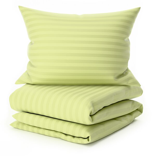 Hotelowa pościel z mikrofibry JASMINE pistacjowa - pasek 2 cm Rozmiar pościeli: 70 x 90 cm | 140 x 200 cm