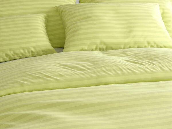 Hotelowa pościel z mikrofibry JASMINE pistacjowa - pasek 2 cm Rozmiar pościeli: 70 x 90 cm | 140 x 200 cm