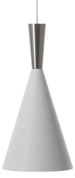 Lampa wisząca biała ze srebrnym glamour metalowa stożkowaty klosz 190 cm Tagus Beliani