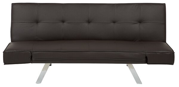 Sofa rozkładana brązowa sztuczna skóra składane podłokietniki funkcja spania Bristol Beliani