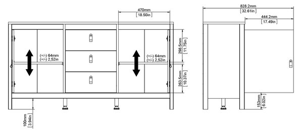 Komoda pokojowa w kolorze czarnym Madrid 3+2