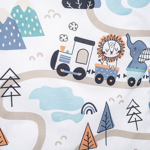 4Home Dziecięca pościel bawełniana do łóżeczka Happy train, 100 x 135 cm, 40 x 60 cm