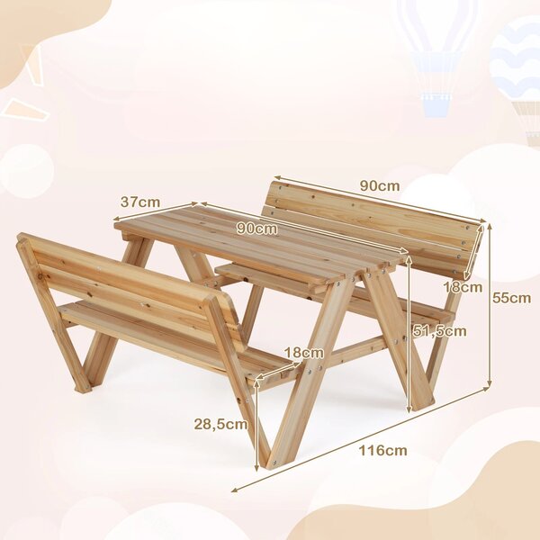 Dziecięca ławka ogrodowa ze stołem