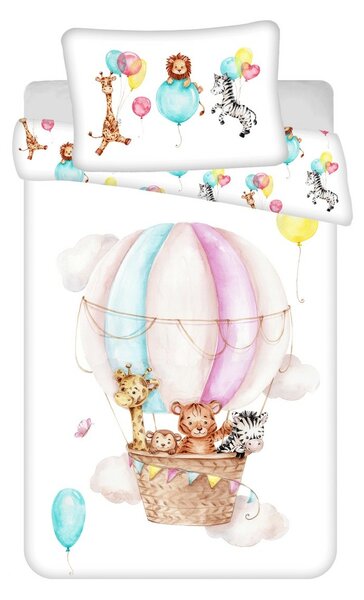 Bawełniana pościel dziecięca do łóżeczka Zwierzątka Flying balloon, 100 x 135 cm, 40 x 60 cm