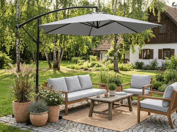 Parasol ogrodowy ELVARO regulowany, jasnoszary