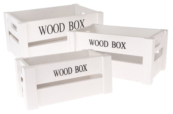 Zestaw drewnianych skrzynek Wood Box, 3 szt., biały