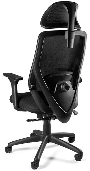 Ergonomiczne krzesło biurowe Chester, czarna tkanina, zgodne z normą BHP