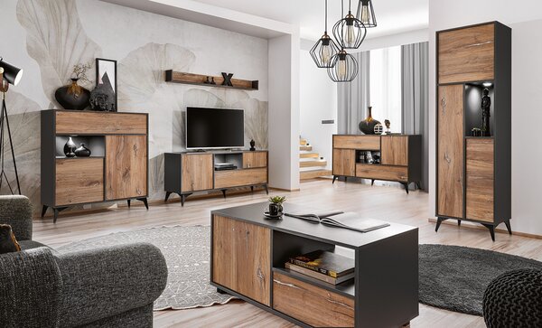 Komoda w stylu industrialnym z oświetleniem Venice 3D