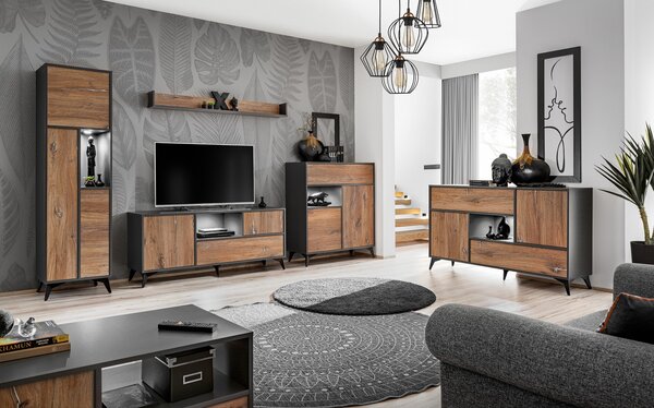 Komoda w stylu industrialnym z oświetleniem Venice 3D