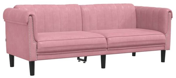 Sofa 3-osobowa, rÃ³Å¼owa, tapicerowana aksamitem