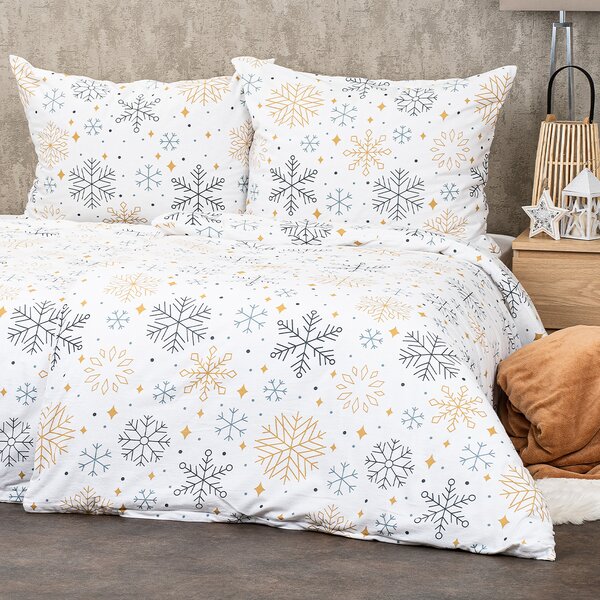 Pościel flanelowa Frosty snowflakes, 140 x 200 cm, 70 x 90 cm, 140 x 200 cm, 70 x 90 cm