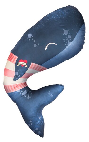 Baby Bites Poduszka rogal do karmienia Whale 100 x 55 cm Navy Blue
