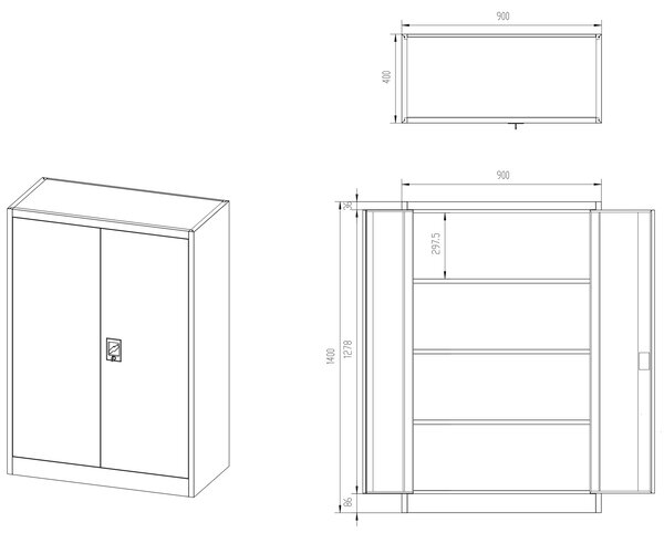 Szafa biurowa Eco Design Kevin 90x40x140 cm antracyt/orzech