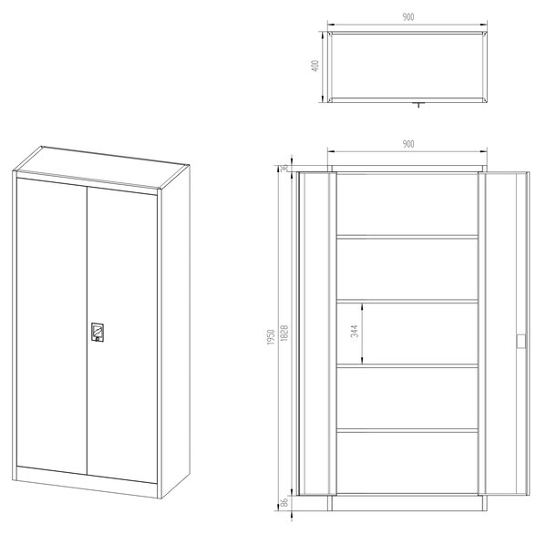 Szafa biurowa Eco Design Jan H 90x40x195 cm antracyt/orzech