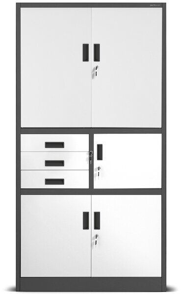 Biurowa szafa na akta z sejfem Filip II 90x40x185 cm antracyt/biały